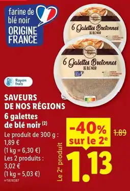 Lidl Saveurs de nos régions 6 galettes de blé noir offre