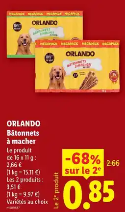 Lidl Orlando bâtonnets à mâcher au gibier offre