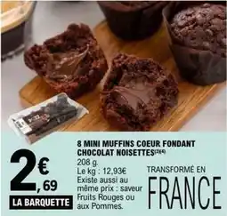 E.Leclerc 8 mini muffins coeur fondant chocolat noisettes offre