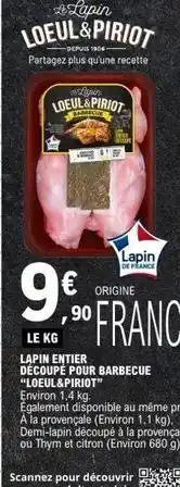 E.Leclerc Lapin entier découpe pour barbecue offre
