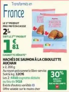 Auchan Supermarché Auchan - hachés de saumon à la ciboulette offre
