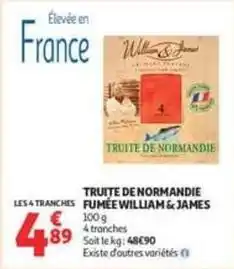 Auchan Supermarché William & james - truite de normandie fumée offre