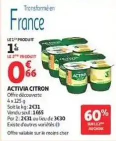 Auchan Supermarché Activia - citron offre