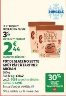 Auchan Supermarché Auchan - pot de glace noisette gout pâte à tartiner offre