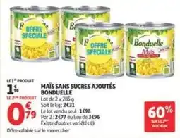 Auchan Supermarché Bonduelle - maïs sans sucres ajoutés offre