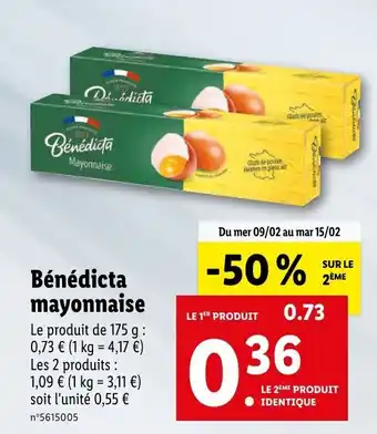 Lidl Bénédicta mayonnaise offre