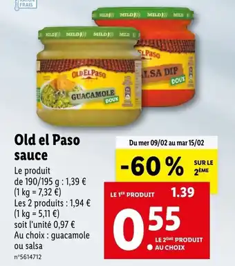 Lidl Old el paso sauce offre
