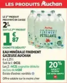 Auchan Supermarché Auchan - eau minérale finement gazeuse offre