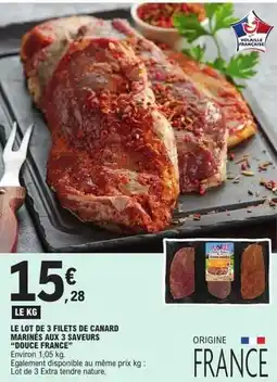 E.Leclerc Express Douce france - le lot de 3 filets de canard marines aux saveurs offre