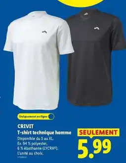 Lidl Crivit - t-shirt technique homme offre