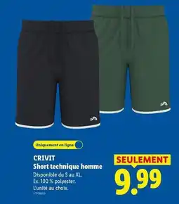 Lidl Crivit - short technique homme offre