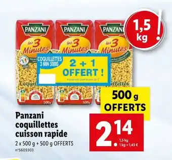 Lidl Panzani coquillettes cuisson rapide offre