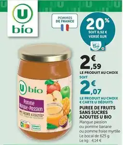 Hyper U U bio - puree de fruits sans sucres ajoutes offre