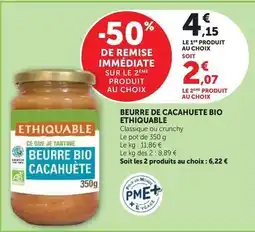 Hyper U Ethiquable - beurre de cacahuete bio offre