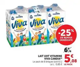 Super U Candia - lait uht vitamine viva offre