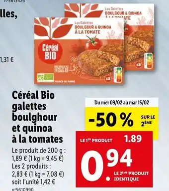 Lidl Céréal bio galettes boulghour offre
