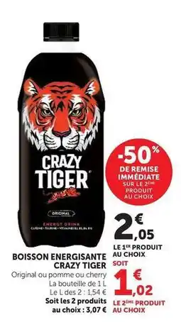 U Express Crazy tiger - boisson energisante offre