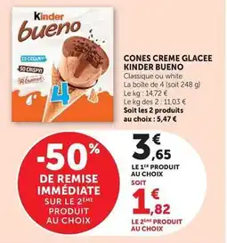 Super U Ferrero - cones creme glacee kinder bueno offre