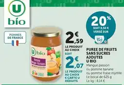 U Express U bio - puree de fruits sans sucres ajoutes offre