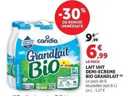 Super U Candia - lait uht demi-ecreme bio offre