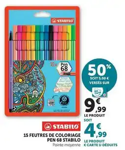 Hyper U Stabilo - feutres de coloriage pen 68 offre