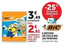 Hyper U Bic - bâtons de colle les minions offre