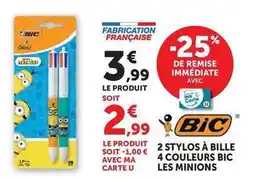 Hyper U Bic - stylos à bille les minions offre