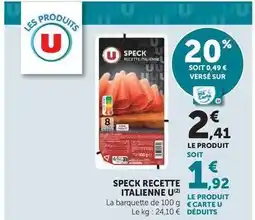 U Express U - speck recette italienne offre