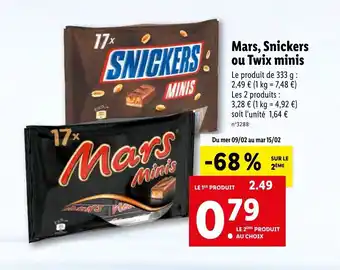Mars, snickers ou twix minis