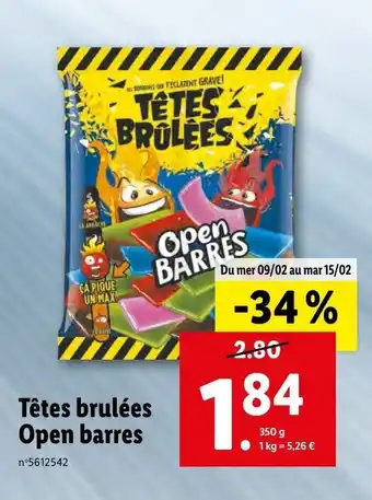 tetes brulées open barres
