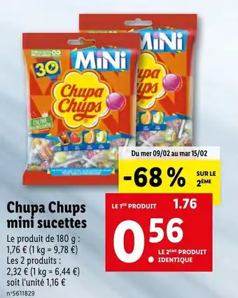Lidl Chupa chups mini sucettes offre
