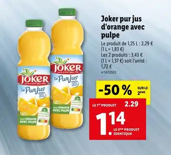 Lidl Joker pur jus d'orange avec pulpe offre