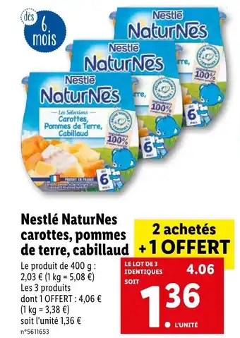 Lidl Nestlé naturnes carottes offre
