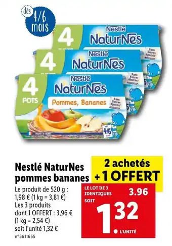 Lidl Nestlé naturnes pommes bananes offre