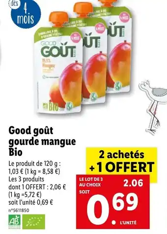 Lidl Good goût gourde mangue bio offre
