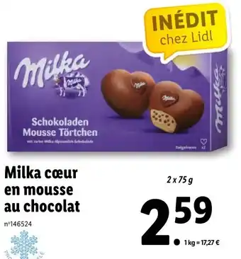 Lidl Milka cœur en mousse au chocolat offre