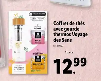 Lidl Coffret de thés avec gourde thermos voyage des sens offre