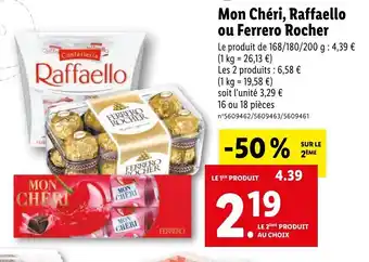 Lidl Mon chéri, raffaello ou ferrero rocher offre