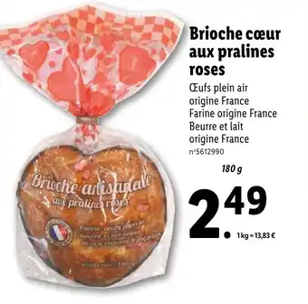 Lidl Brioche cœur aux pralines roses offre