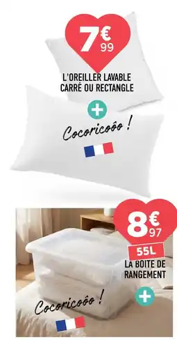 Centrakor Cocoricoô ! L'OREILLER LAVABLE CARRÉ OU RECTANGLE offre
