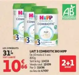 Auchan Supermarché HiPP LAIT 3 COMBIOTIC BIO offre