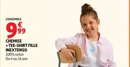 Auchan INEXTENSO CHEMISE + TEE-SHIRT FILLE offre