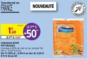 Intermarché Cheddar râpé Pâturages offre