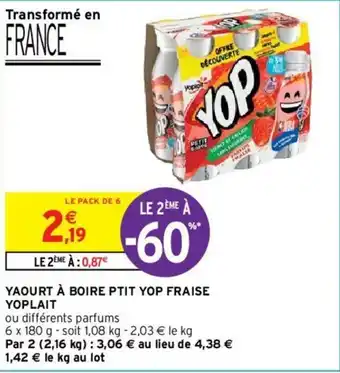 Intermarché Yaourt à boire Ptit Yop Fraise offre