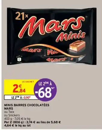 Intermarché Minis Barres Chocolatées offre