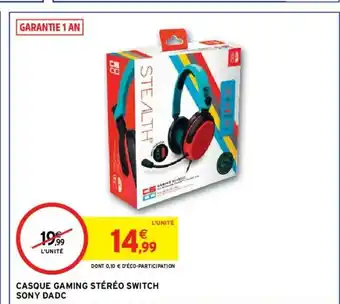 Intermarché Casque Gaming Stéréo Switch offre