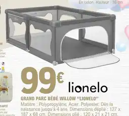 E.Leclerc Lionelo grand parc bébé willow offre