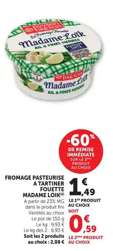Bi1 Madame Loik fromage pasteurise a tartiner fouette offre