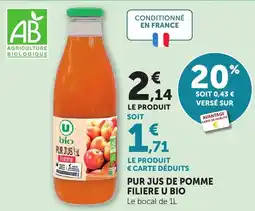 Maximarché U bio PUR JUS de POMME offre