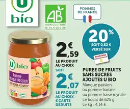 Maximarché U bio Purée de fruits offre